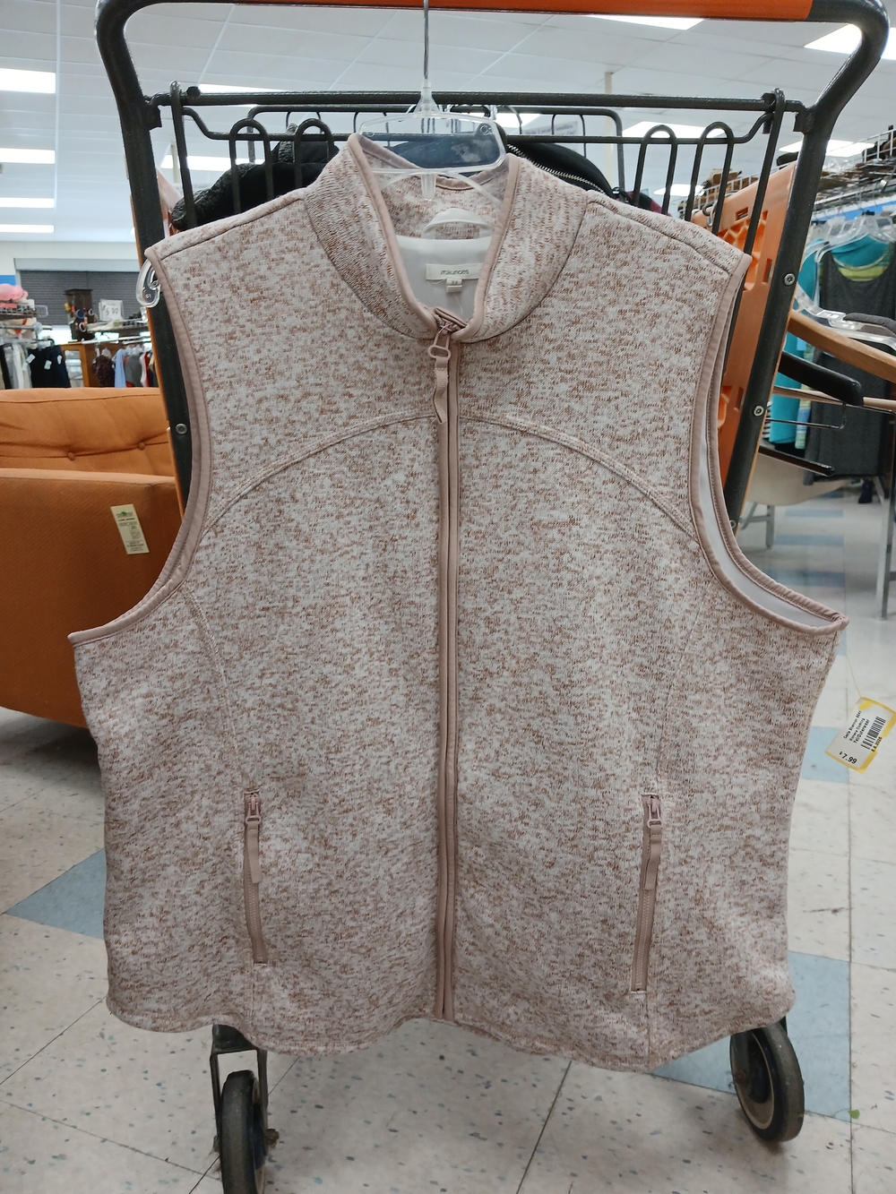 Maurices Rose Beige Heathered Full-Zip Women's Vest